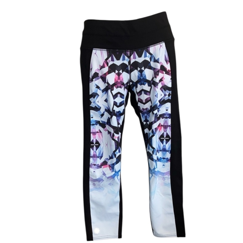 ATHLETA Leggings Women's S Black with Colorful Front Section EUC